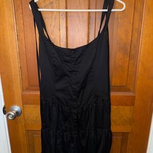 Black Sleeveless Button-Down Romper